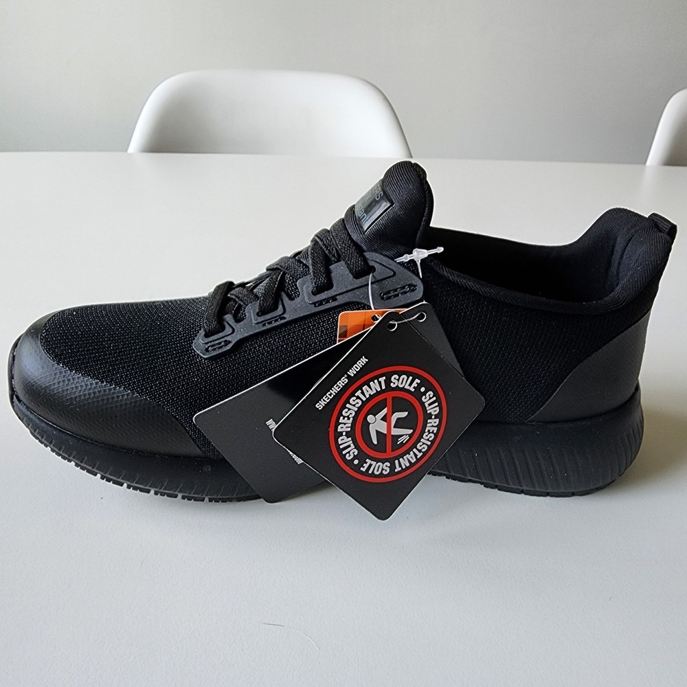 Skechers Work Squad Slip Resistant Black Womens Sneakers 6.5 Memory Foam Shoes
